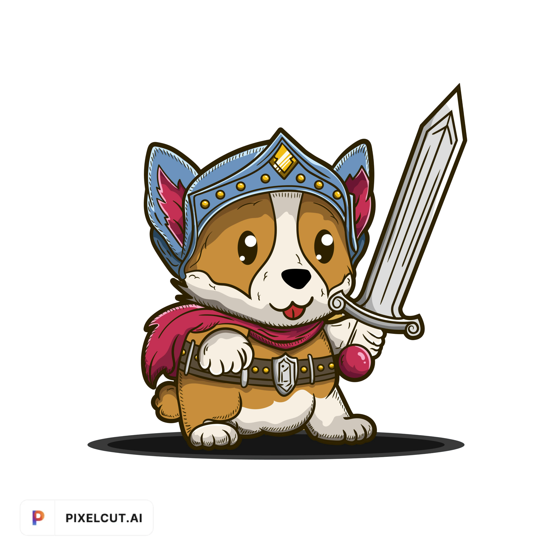 cute-dog-warrior-with-big-sword-weapon-and-armor-illustration-artwork-character-design-vector